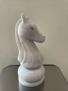 3D printed chess inspired Speckled Gray Horse Head Sculpture Decorative Accent